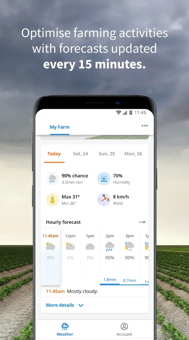 The FarmWeather forecast screen